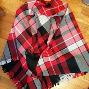 Large black red gray scarf